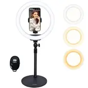 10" Desktop Selfie Ring Light with Stand and Phone Holder for iPhone Android,...