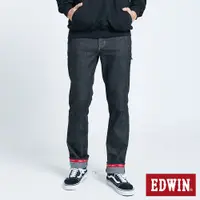 在飛比找蝦皮商城優惠-EDWIN 加大碼 EDGE 織帶紅線中直筒牛仔褲(黑色)-
