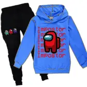 Play Among Us Children"s Hoodie Top Trouser Suit Impostor Outfit Clothes K Navy Blue 11-12 Years