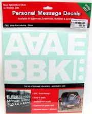 62829 UPPER CASE LETTERS PERSONAL MESSAGE DECAL STICKER SHEET WHITE ARIAL CUSTOM