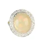 7 Ct. Natural Oval Shape Fire Opal & White Accents Solitaire Ring in 925 Silver