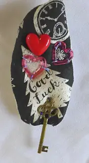 Handmade Brooch Pin Fabric Red Heart One Of A Kind Embelishment Gift From Artist