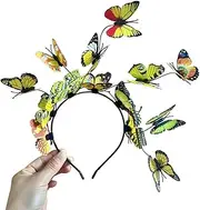 Costume Bay Butterfly Headband Hair Accessory Floral Headband Cute Headwear Hair Ornament Colorful Band Whimsical Hair Jewelry Butterfly Motif Trendy Nature-inspired (Yellow, ONE)