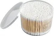 Baluue Bamboo Stick Cotton Swabs 500pcs Double-head Cotton Buds for Makeup Nail Polish Eye Makeup Remover Case Great for Women Men