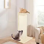 92cm Height Cat Scratching Post Tree, Stand-up Cat Scratcher Tower Condo House Furniture, Wood Floor Cat Tree Post, Beige