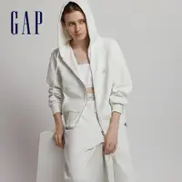 在飛比找蝦皮商城優惠-Gap 女裝 Logo印花連帽外套 空氣三明治系列-石灰色(