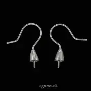 Sterling Silver French Hook Earring Ear Wire with Bead Cup Pin #99079