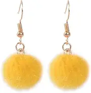 [FORUBUS] Small Furry Ball Dangle Earrings - Colorful Fluffy Pom Pom Snowball Drop Earrings - Trendy Winter Xmas Jewelry for Women