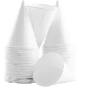 Eco-Friendly Wax-Free White Rolled Rim Paper Cone Drinking Cup 250Pk for Shav...