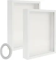 Frame Display Case Deep Wood Photo Frame 3D Picture Frame Display Case with Transparent Acrylic Panel Dried Flower Photo Frame for Memorabilia Baby Items Wedding Memories Crafts (White)