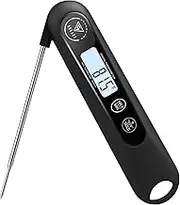 DOQAUS Meat Thermometers, 3S Instant Read Food Thermometer, Accurate Meat Thermometer Probe with Backlight, Foldable Long Probe, Auto On/Off, Cooking Thermometers for Kitchen, BBQ, Water, Milk(Black)
