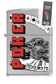 Zippo 7697 poker satin chrome DISCONTINUED Lighter + FLINT PACK