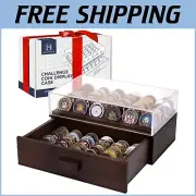 Elegant Military Coin Display Case - Protect & Showcase 72 Challenge Coins