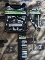 Mixed Lot of Tools Ratchet Comb Wrenches Deep Sockets 1/4" Extension Metric SAE