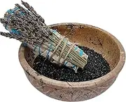 Smudge Kit, Natural Hand Carved Soapstone Smudge Bowl for Burning White Sage with 1 Small Sage Smudge Stick & Lavender Stick and Black Smudging Quartz, Special to Bring Positive Energy Into Your Home