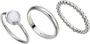 [VOLURE] Finger Joint, Ring Toe Ring,Rings,Sterling Silver Opal Ring Stacking Ring Set 3PCS Silver Minimalist Geometric Ring Stacking Ring Set