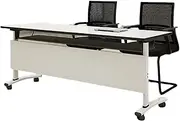 Rectangle Meeting Room Table, Large Conference Room Tables, Modern Mobile Training Table, Seminar Table with Silent Wheels, Seminar Study Writing Printer Desk, No Chair for Office