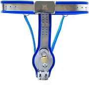 HCUDFN BDSM Stainless Steel Chastity Belt Metal Y-Type Chastity Pants Lockable BDSM Bondage Chastity Belt Sex Toys for Women Couples(Blue Blau,Waist 90~110cm)