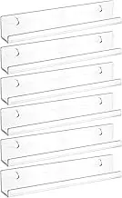 6 Pack Clear Acrylic Shelves,12 Inch Clear Wall Ledge Shelf, Wall Mounted Modern Picture Display for Kids Baby, Vinyl Display, Record Holder, Magazine Rack and Picture Ledge Shelf(Color:Clear)