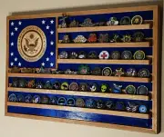 US STATE DEPARTMENT CHALLENGE COIN DISPLAY FLAG - SOLID HARDWOOD