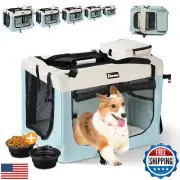 Reerooh Extra Large Dog Crate with 2 Foldable Bowl, 32 Inch Collapsible Trave