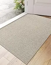 DEXI Door Mat Indoor Entrance, 44 x 76 cm Ultra Non Slip Rubber Backed Dirt Trapper, Low Profile Thin Welcome Doormat, Absorbent Easy Clean Entry Mats for Entryway, Patio, Beige