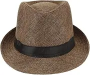 [Zacharias] Men's Fedora Hat (Brown, Free Size), Brown, One size