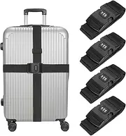 uxcell Luggage Straps with Combination Lock Adjustable Suitcase Belt Strap for Suitcase Briefcase Backpack Travel, Black, Pack of 4
