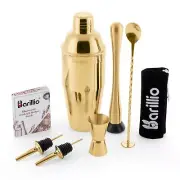 Gold Mixology Bartender Kit - 8-Pc Stainless-Steel Travel Cocktail Shaker Set...