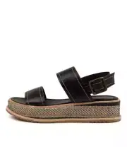 New Django & Juliette Vijay Black Leather Womens Shoes Casual