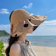 [Ling88] Women Foldable Sun Hat Quick Dry Spring and Summer Hat Vinyl Sun Hat Outdoor Beach Travel Fisherman Hat Uv Protection Sun Hat Women's Sun Hat Beach Hat,Khaki