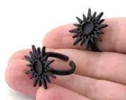 Sun Hammered Round Blank Ring Cabochon Adjustable brass Black Painted 4715