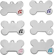 Fyfjur 6 PCS Blank Dog Tags, Bone ID Tag, Engraved Shaped Pet ID, DIY Cat ID Tags, Personalised Pet Identity Name Tags