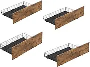 LEVEDE 4X Under Bed Storage Drawer for Queen Bed Frame, Industrial Trundle Drawers for Clothing, Quilts, Toys, Metal Underbed Storage Organizer - Dorm, Bedroom Use (101 x 54 x 32.5cm, Brown)