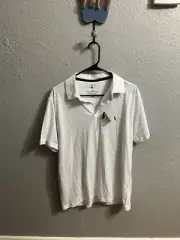 TailorByrd Collection S/S Polo Shirt Mens Size Large White Blue Polkadot ￼