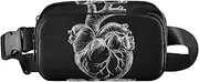 [XYMZR] Fanny Pack Heart Black White Hip Bag Belt Bag for Women Man Fashion Waist Pack Water-repellent Crossbody Bag for Halloween Costumes Running Hiking Jogging Travel Sport, Multi-colored, one size