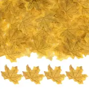 200Pcs Artificial Maple Leaves, Fake Fall Leaves Faux Autumn Leaf Light Yellow