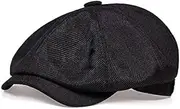 [HUFFA] Men Casual Newsboy Hat Spring Summer Thin Retro Beret Hat Wild Casual Hats Unisex Octagonal Cap Fashion Hip Hop Caps (Color : Black, Size : 54-59cm)