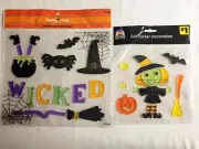 Halloween Window Gel Clings 2 packs Witch Bats Cauldron Broom Wicked