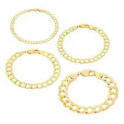 10K Solid Yellow Gold 2mm-12mm Cuban Curb Link Chain Bracelet Men/Women 7" 8" 9"