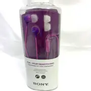 Purple Sony Stereo Headphones Earbuds w/Noise Isolation & Microphone MDR-EX15AP