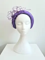Miss Quinn. Womens Deep Lilac sinamay headband fascinator with wire work