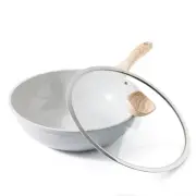 Ceramic Wok Pan, 12 Inch Nonstick Wok with Lid, Healthy Non Toxic Woks & Stir...