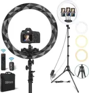 18" LED Ring Light Kit w Stand Dimmable 2700-6500K w remote and bluetooth