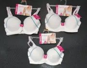 3 x HESTIA Energize Contour White Sports Bra Medium Impact Size 10B Brand New WT