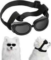 Dog Goggles - Small Breed Dog Sunglasses with UV Protection, Adjustable Strap, W