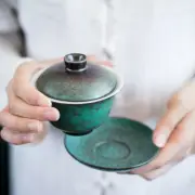 Chinese Retro Crude Pottery Tureen Cup Bowl Kung Fu Tea Set Gaiwan Saucer 110ml