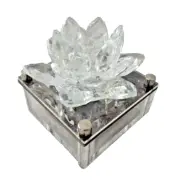 NEW***SANKYO CRYSTAL LUCITE MUSIC BOX Floral 3 x 1 inch!!