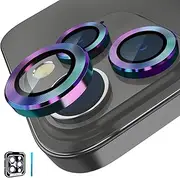 CloudValley Camera Lens Protector for iPhone 14 Pro (6.1 inch) and iPhone 14 Pro Max (6.7 inch), 9H Tempered Glass Metal Ring Camera Cover Film [Case Friendly Anti-Scratch High Definition], Colorful