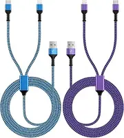 Multi Charging Cable 2-in-1, 4FT Long Multiple Charger Cord USB to Lightning & Type C Port and Android Braided Charging Wire for iPhone 16 15 Pro Max 14 13 12 8Plus, iPad Air/mini, Galaxy, Pixel